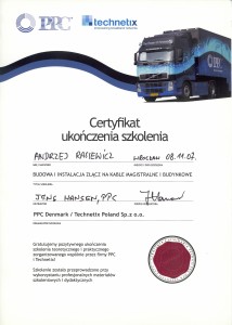 Certyfikat 1 Technetix Andrzej Rasiewicz