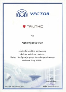 Certyfikat 1 VECTOR Andrzej Rasiewicz